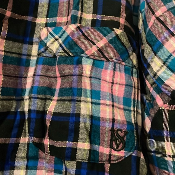 VICTORIA'S SECRET Flannel Short Sleeve Top Size XL - Picture 8 of 10